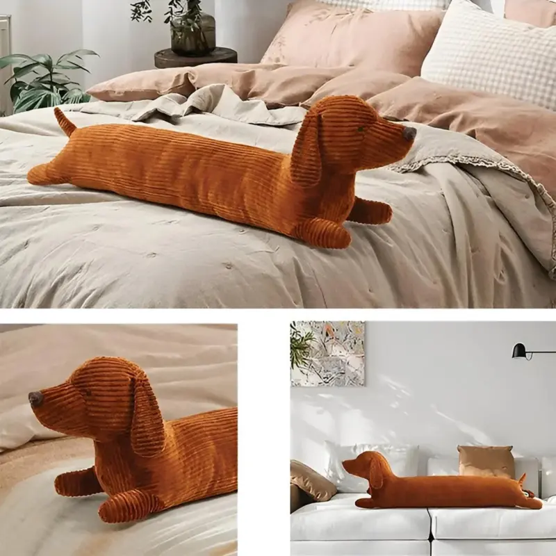 CuddlyPlush Adorable Cord Dachsund Plush Pillow tag1