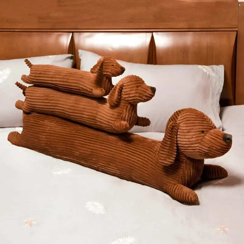 CuddlyPlush Adorable Cord Dachsund Plush Pillow tag1