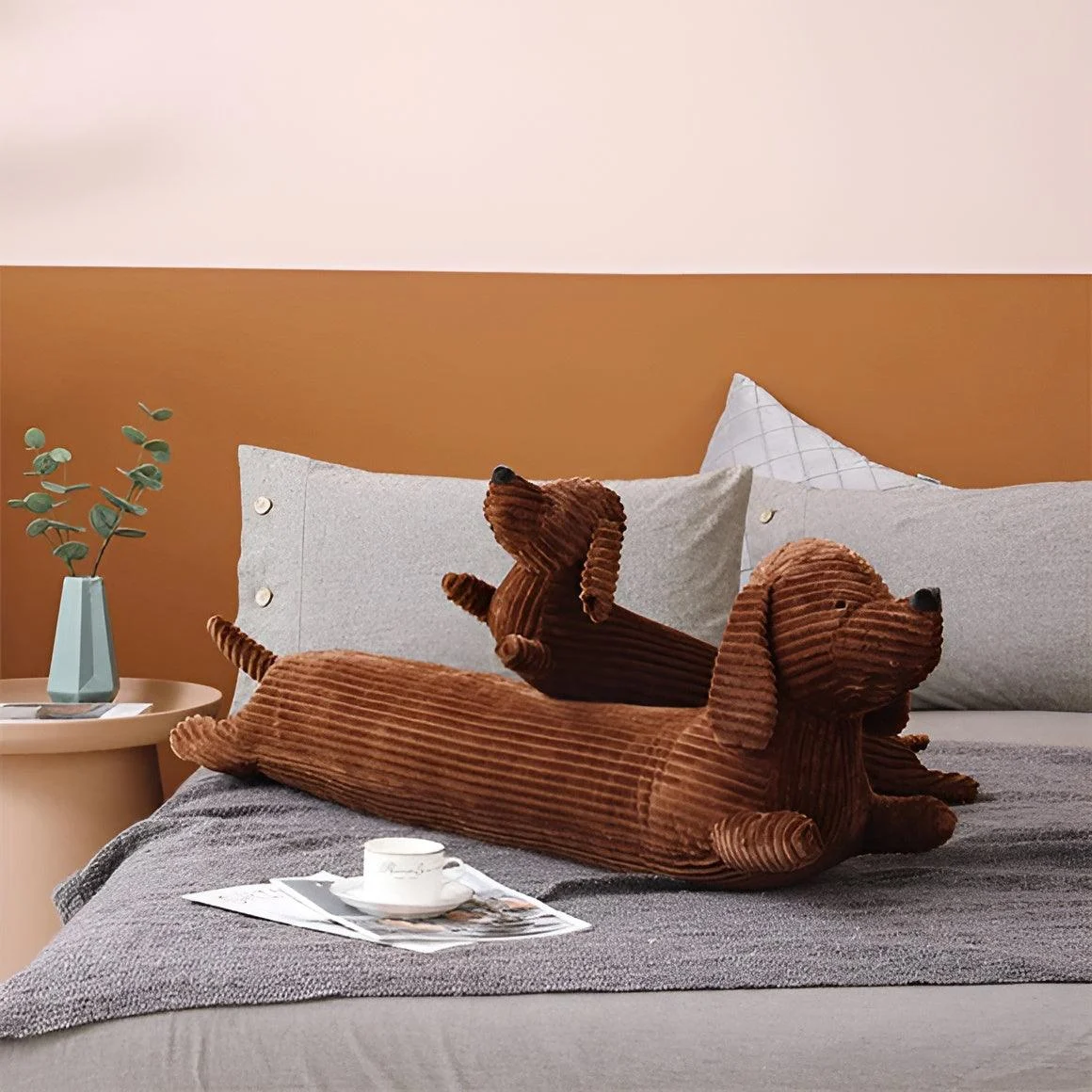 CuddlyPlush- Adorable Cord Dachsund Plush Pillow -  - #tag1#