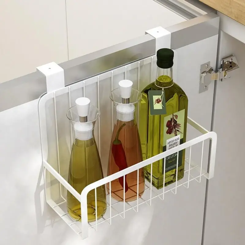 Cupboard Side Storage Rack Kitchen Organizer Shelf Baking Finish Carbon Steel Shelves Hanging Basket tag1