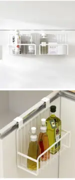 Cupboard Side Storage Rack Kitchen Organizer Shelf Baking Finish Carbon Steel Shelves Hanging Basket tag1