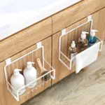 Cupboard Side Storage Rack Kitchen Organizer Shelf Baking Finish Carbon Steel Shelves Hanging Basket tag1