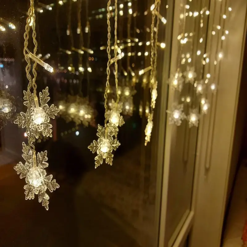 Curtain Snowflake LED String Lights tag1