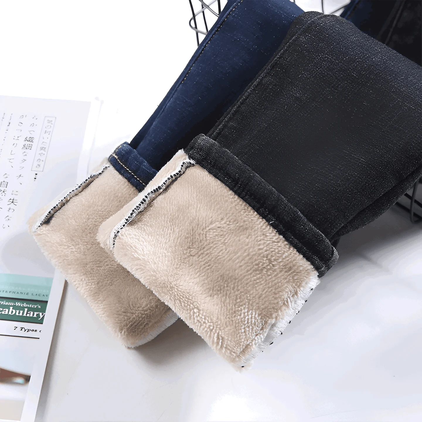 CurveFit Fleece Legging - Skinny Jeans for Women with High Waist and Sherpa Lining -  - #tag1#