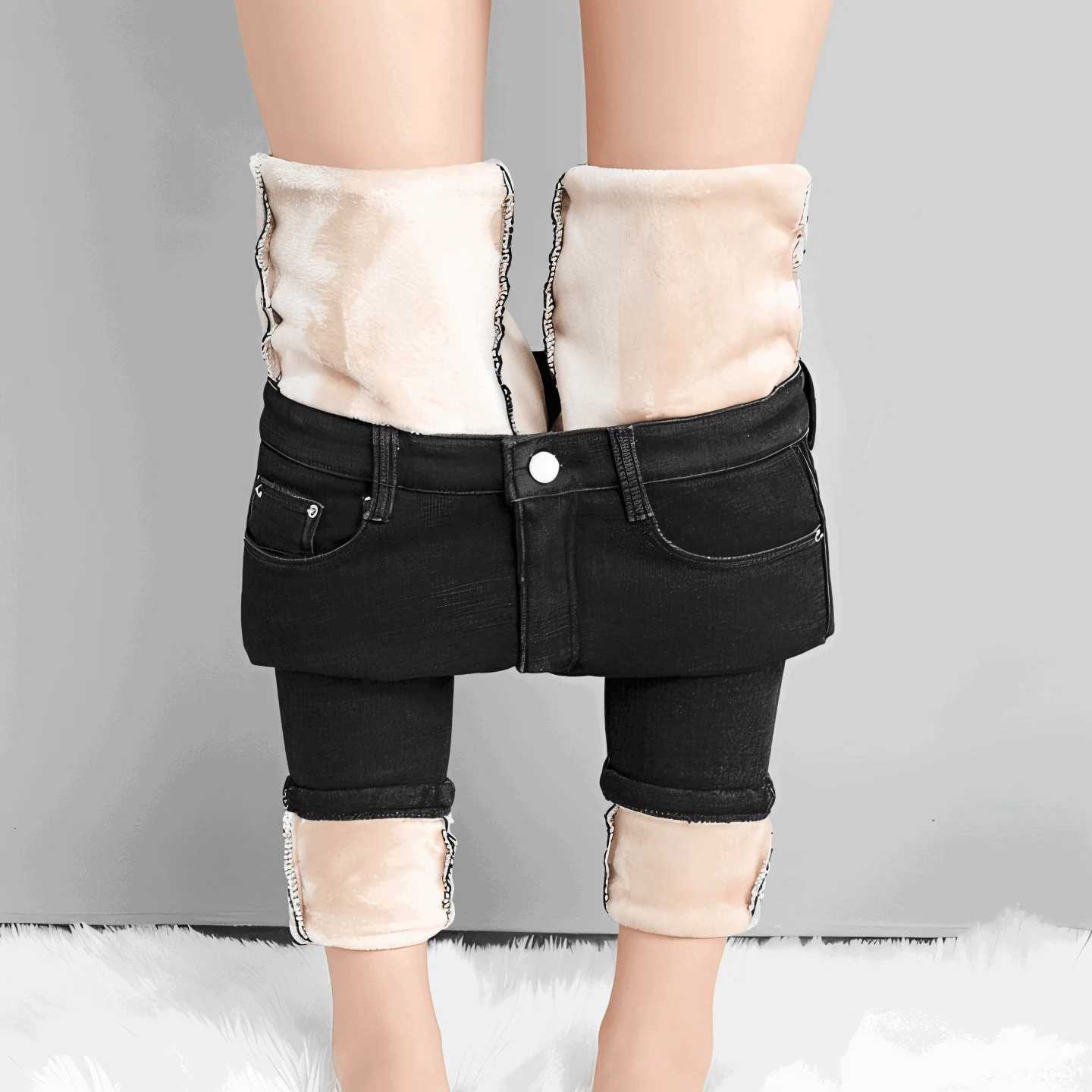 CurveFit Fleece Legging - Skinny Jeans for Women with High Waist and Sherpa Lining -  - #tag1#