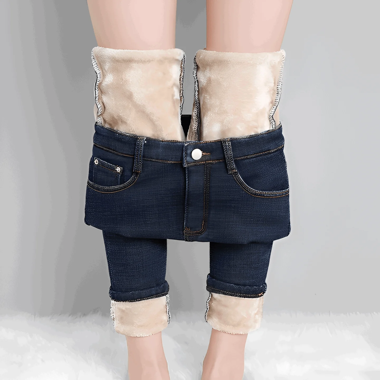 CurveFit Fleece Legging - Skinny Jeans for Women with High Waist and Sherpa Lining -  - #tag1#