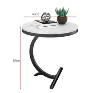 Curve Marble and Brass Side Table - 