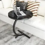 Curve Marble and Brass Side Table