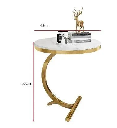 Curve Marble and Brass Side Table -