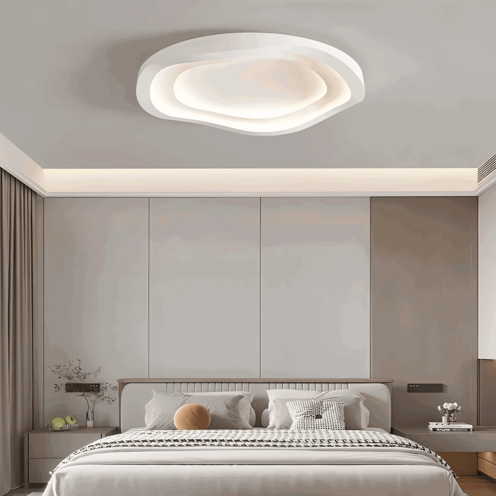 Curvy White Ceiling Light - Minimalist, Dimmable, Flush Mount LED Lamp -  - #tag1#