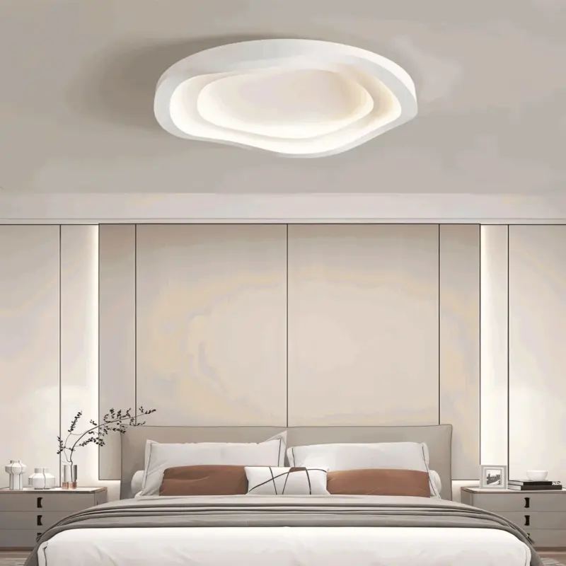 Curvy White Ceiling Light Minimalist Dimmable Flush Mount LED Lamp tag1