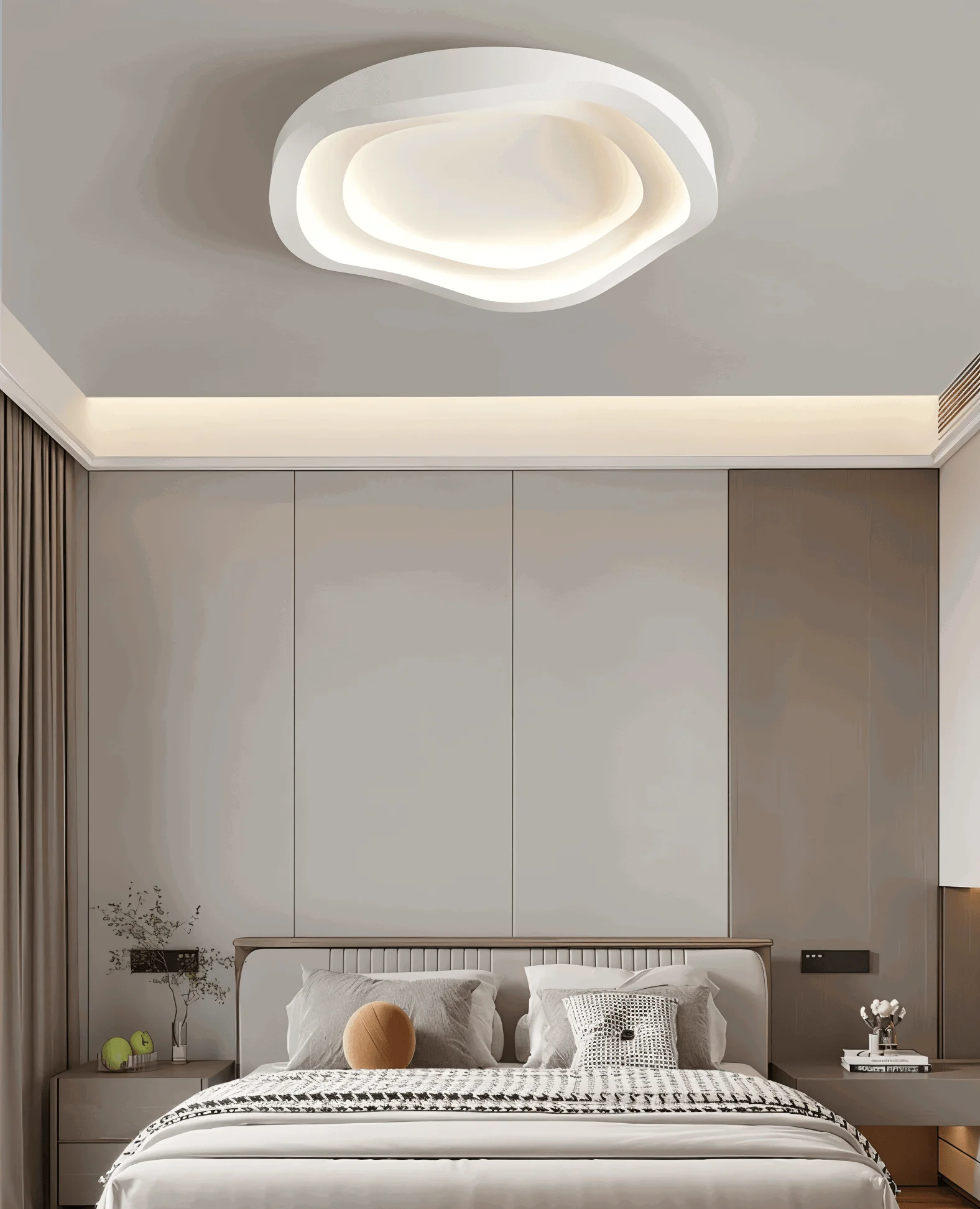 Curvy White Ceiling Light - Minimalist, Dimmable, Flush Mount LED Lamp -  - #tag1#