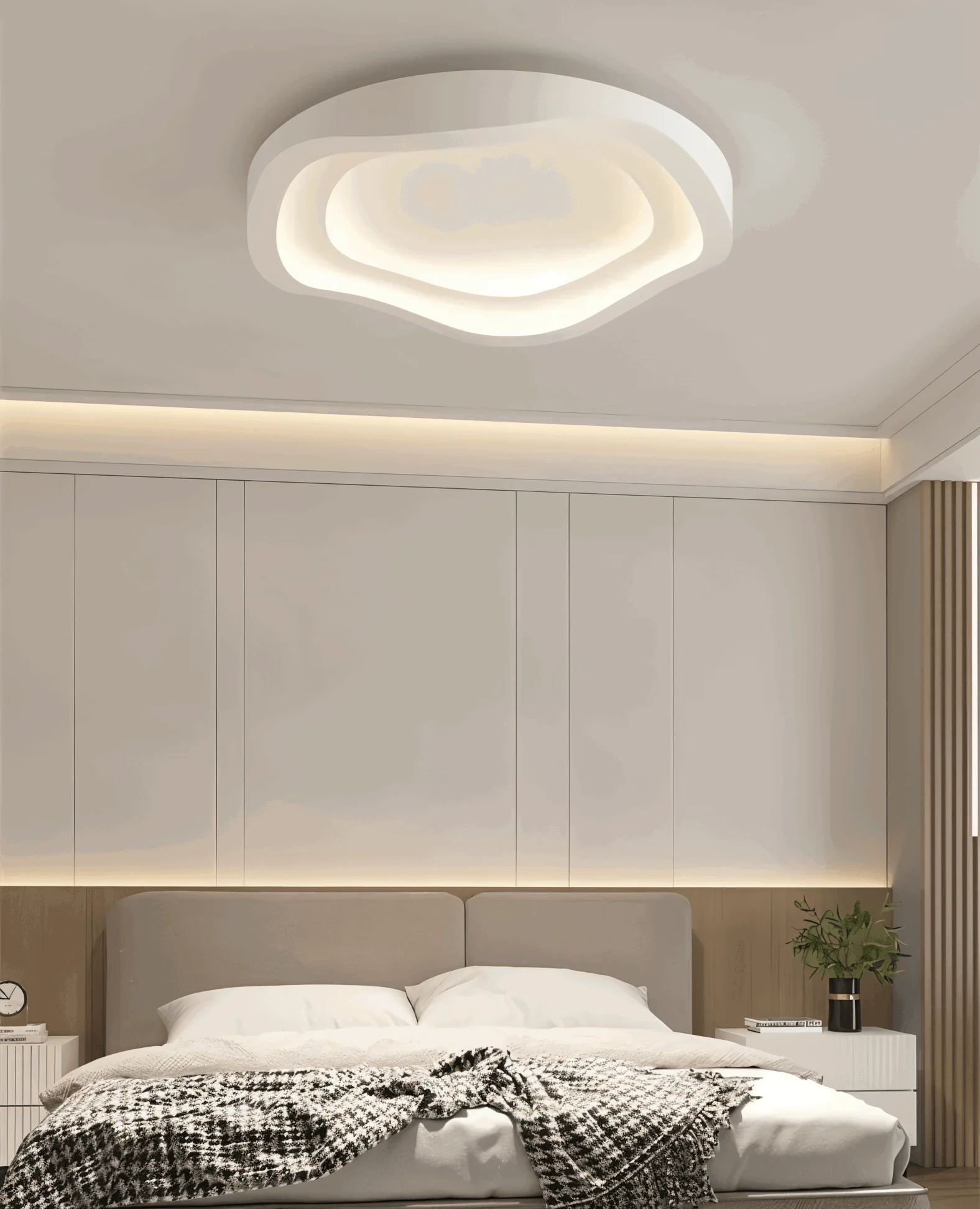 Curvy White Ceiling Light - Minimalist, Dimmable, Flush Mount LED Lamp -  - #tag1#