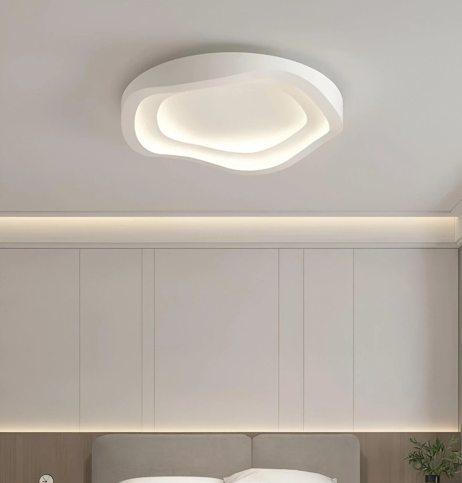 Curvy White Ceiling Light - Minimalist, Dimmable, Flush Mount LED Lamp -  - #tag1#