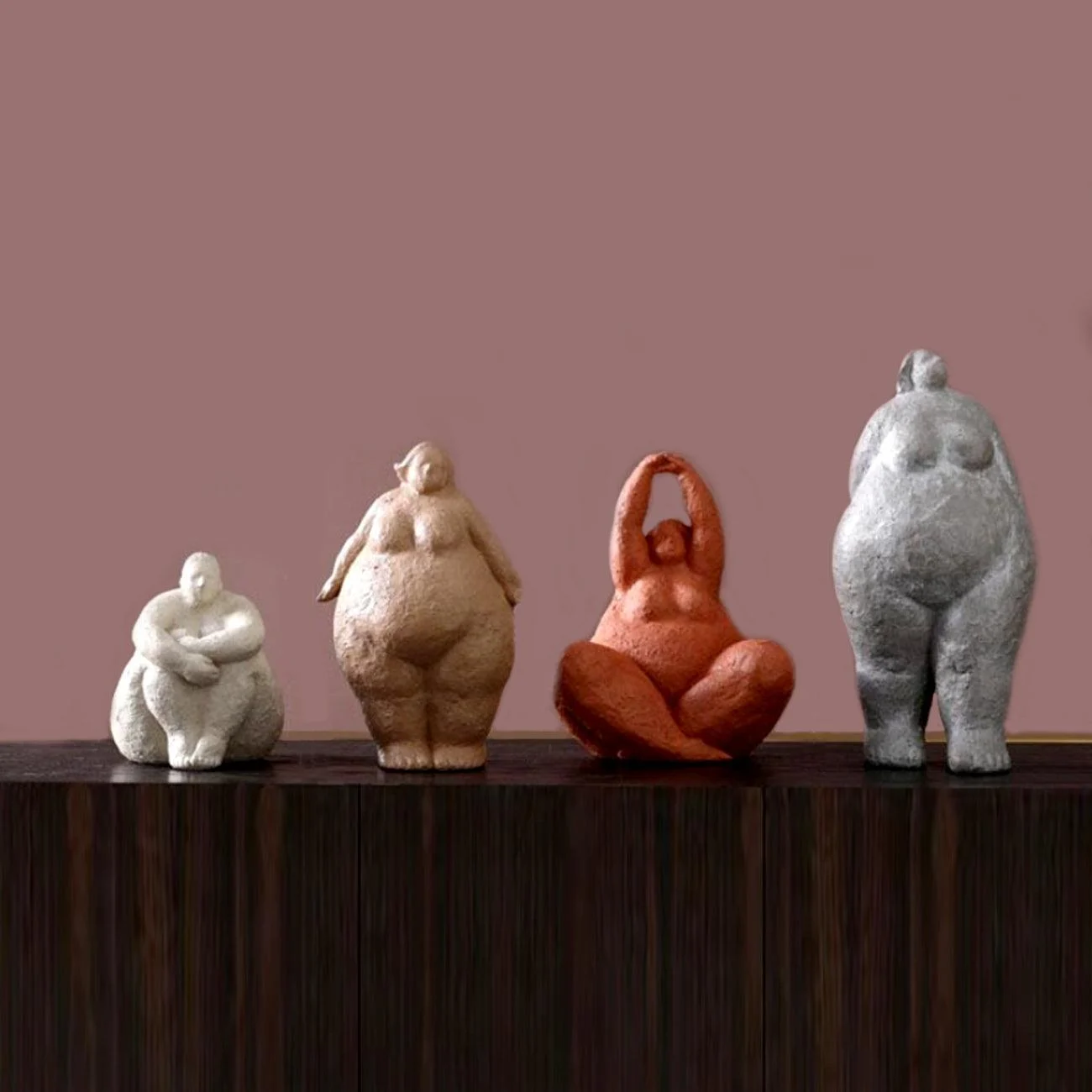 Curvy Yoga Lady Figures Sculpture -