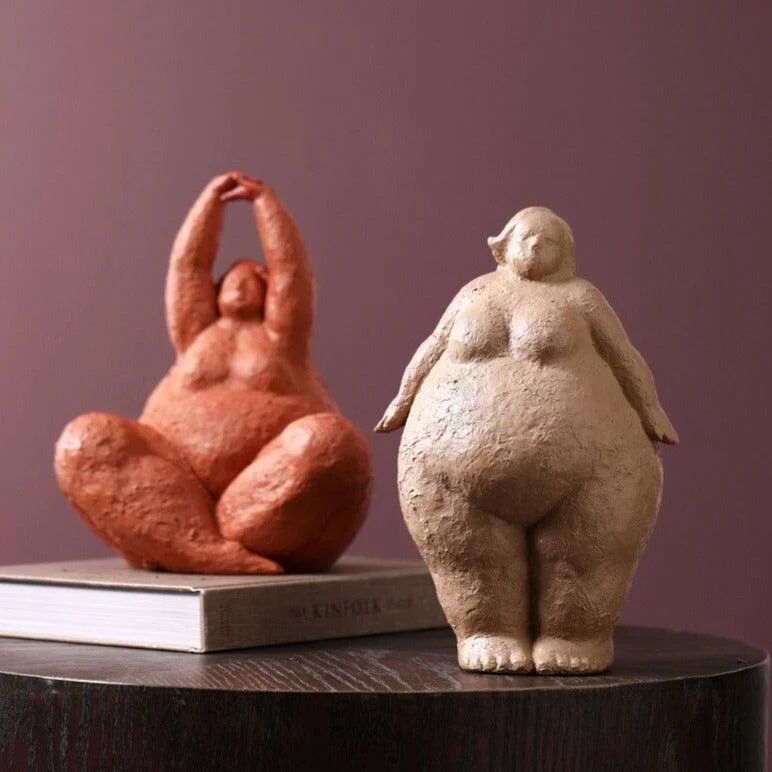 Curvy Yoga Lady Figures Sculpture -