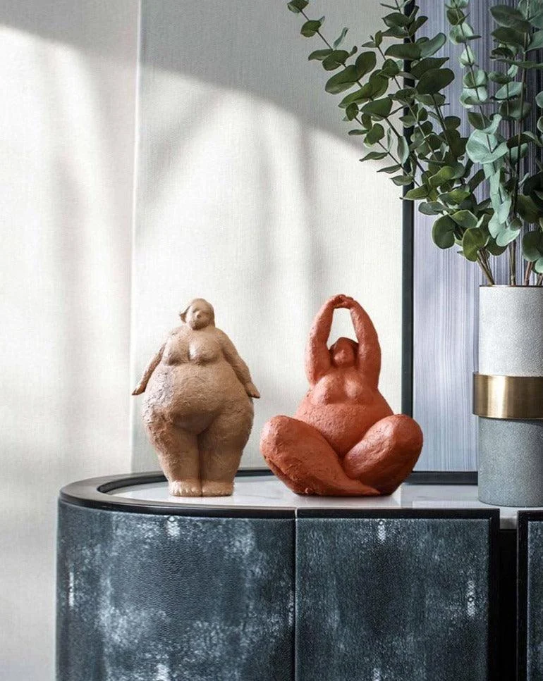 Curvy Yoga Lady Figures Sculpture -