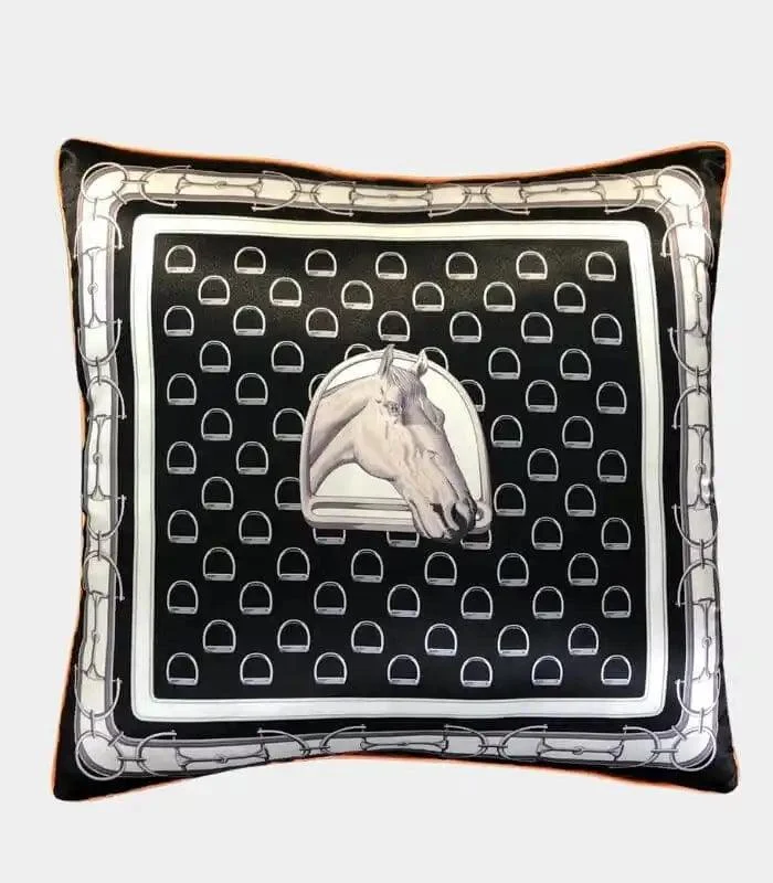 Cushion Cover Black & White - 45x45 cm, Horse Bit Pattern -  - #tag1#