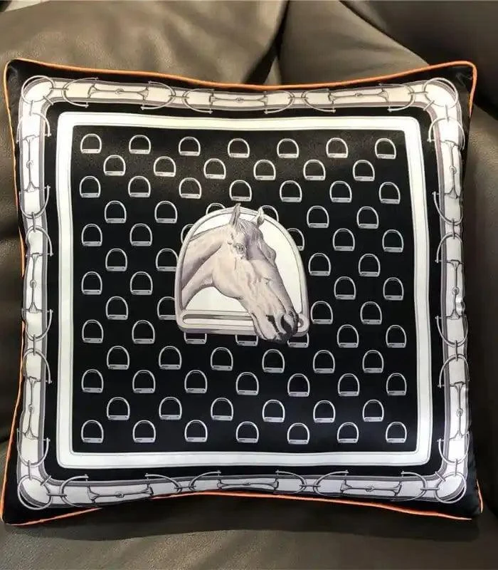 Cushion Cover Black & White - 45x45 cm, Horse Bit Pattern -  - #tag1#