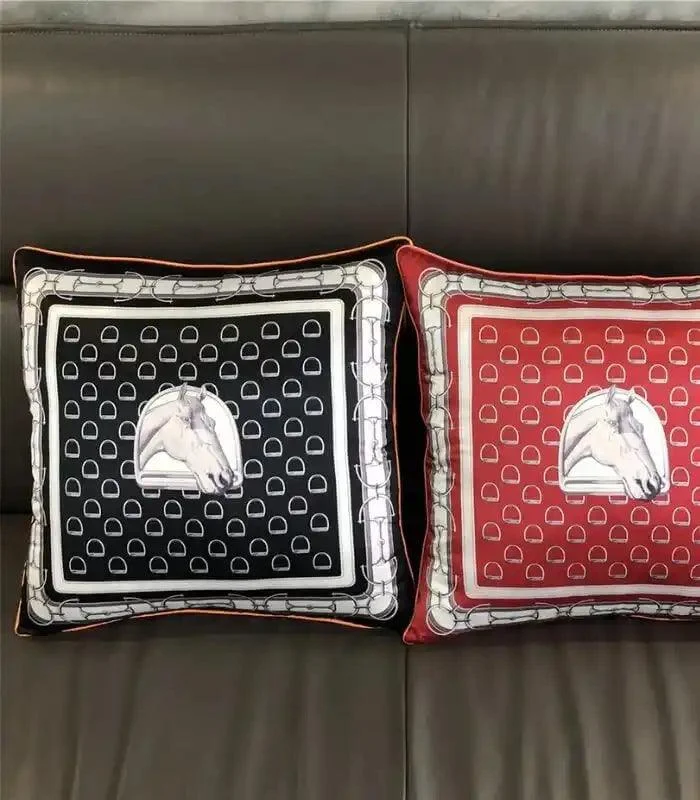 Cushion Cover Black & White - 45x45 cm, Horse Bit Pattern -  - #tag1#