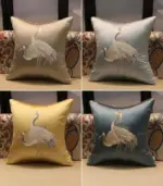 Cushion_Cover_Crane_Embroidered_Silk_Sating_45x45cm_-_-_tag1_-4189335 Cushion Cover Crane Embroidered Silk Sating 45x45cm tag1