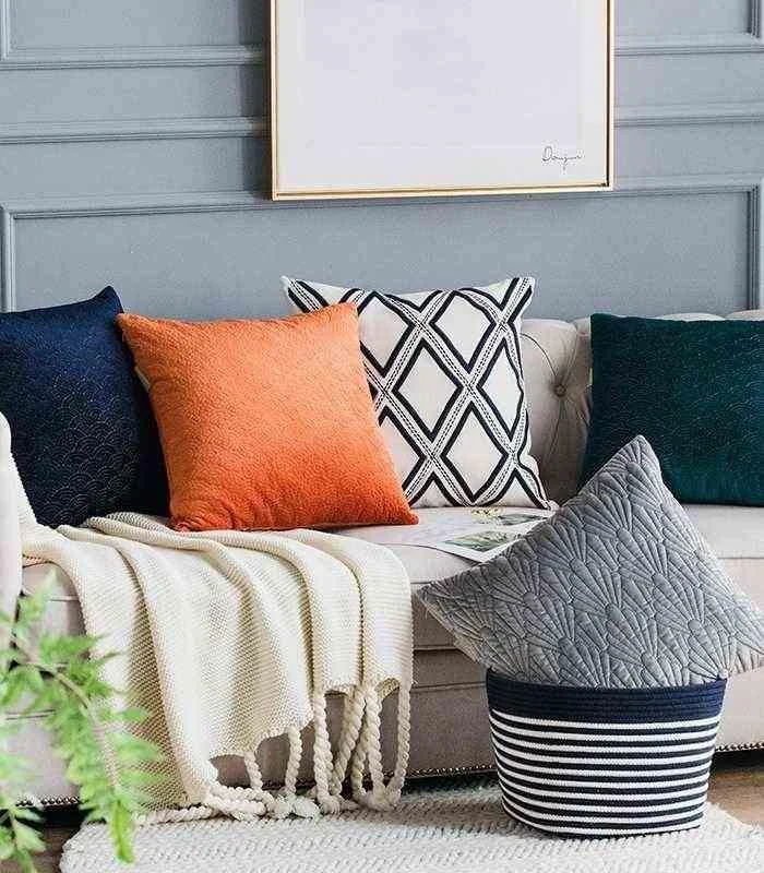 Cushion Cover Green Quilted Pillowcase Velour Green -  - #tag1#