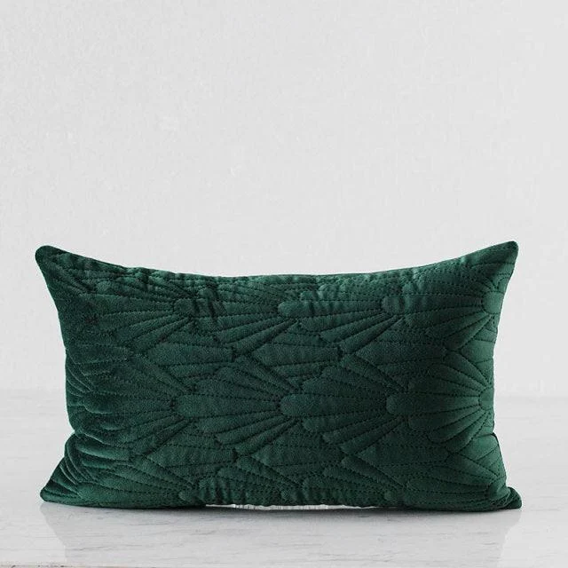 Cushion Cover Green Quilted Pillowcase Velour Green -  - #tag1#