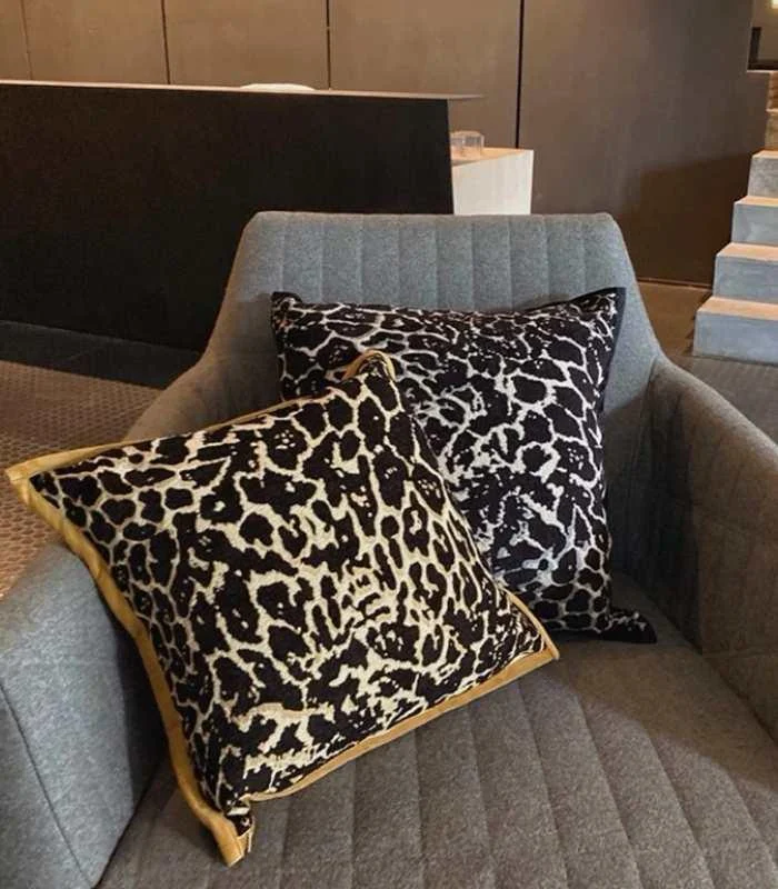 Cushion Cover Leopard & Zebra Embroidery Modern Pillow Case 45x45cm -  - #tag1#