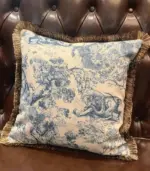 Cushion_Cover_Mythos_Woven_Blue_Print_Fringed_45x45_cm_-_-_tag1_-4189447 Cushion Cover Mythos Woven Blue Print Fringed 45x45 cm tag1