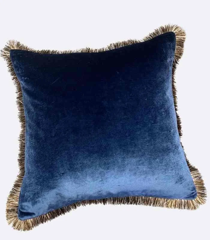 Cushion Cover Mythos Woven Blue Print Fringed 45x45 cm -  - #tag1#
