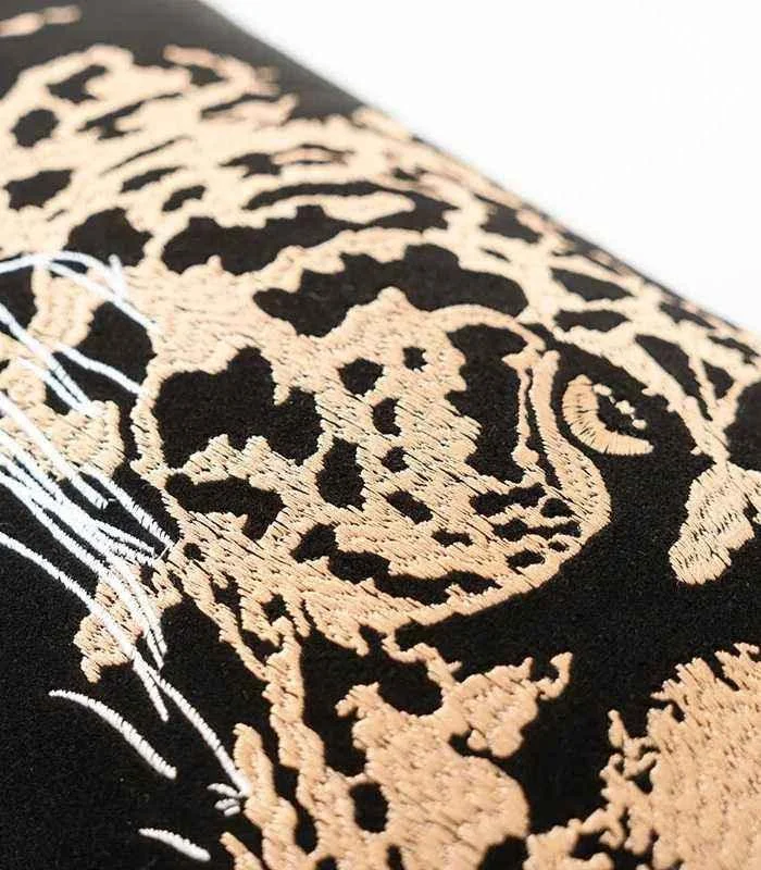 Cushion Cover Velvet Leopard Embroidery Black -  - #tag1#