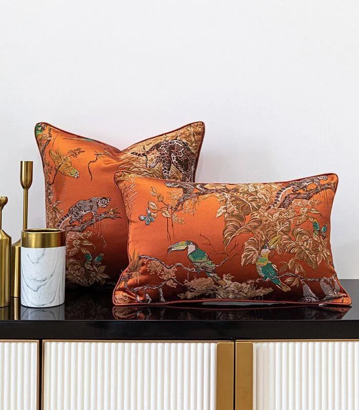 Cushion Cover Wild Life Pillow Case Embroidered Jacquard -  - #tag1#