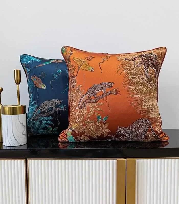 Cushion Cover Wild Life Pillow Case Embroidered Jacquard -  - #tag1#