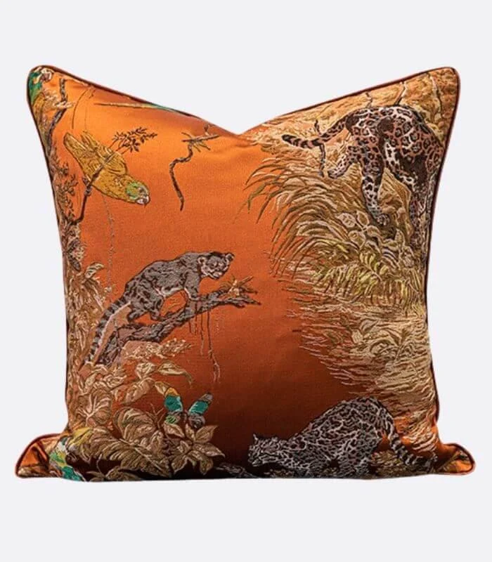 Cushion Cover Wild Life Pillow Case Embroidered Jacquard -  - #tag1#