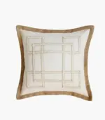 Cushion Cover with Geometric Embroidery Jute Heming 50cm Cotton and Linen tag1