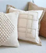 Cushion Cover with Geometric Embroidery Jute Heming 50cm Cotton and Linen tag1