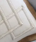 Cushion Cover with Geometric Embroidery Jute Heming 50cm Cotton and Linen tag1