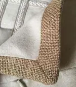 Cushion Cover with Geometric Embroidery Jute Heming 50cm Cotton and Linen tag1