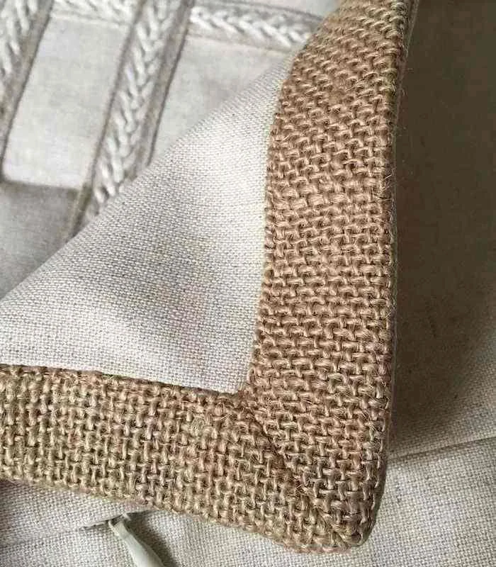 Cushion Cover with Geometric Embroidery Jute Heming 50cm Cotton and Linen -  - #tag1#