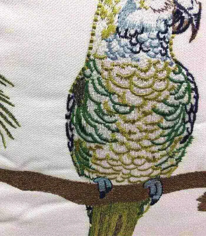 Cushion Cover with Parrots Embroidery Green & White 45x45cm -  - #tag1#