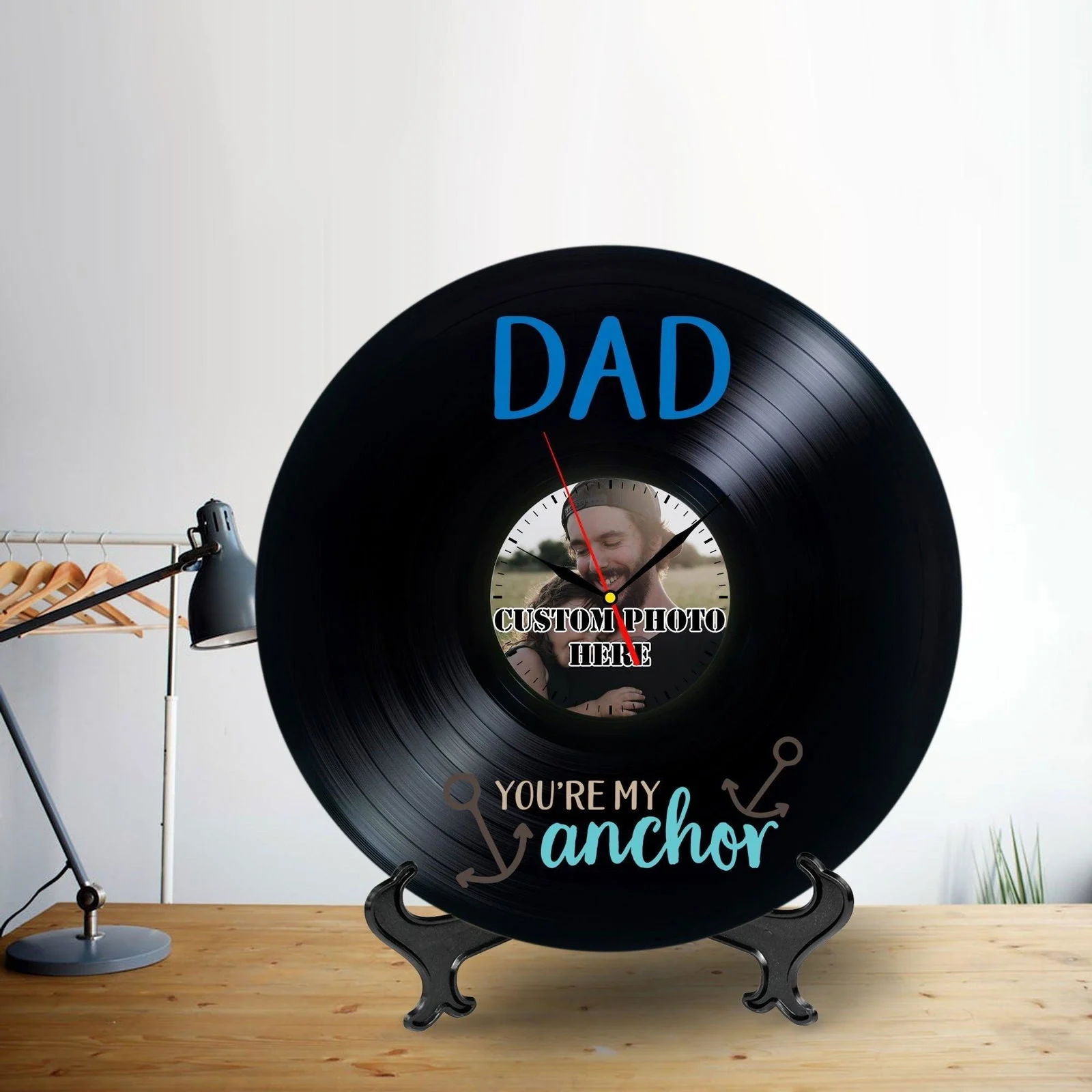 Custom Photo Lp Record Clock Gift for Father -