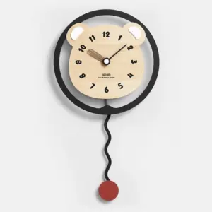 Cute Bear Pendulum Kids Bedroom Wall Clock