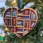Cute Book Lovers Heart Ornament Bookshelf Decoration tag1