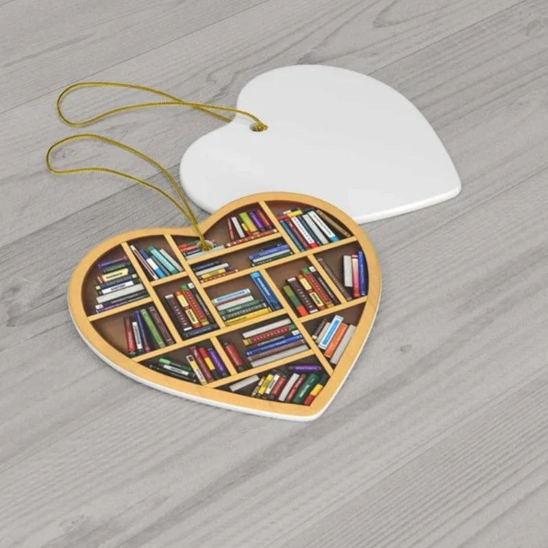Cute Book Lovers Heart Ornament Bookshelf Decoration -  - #tag1#