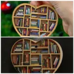 Cute Book Lovers Heart Ornament Bookshelf Decoration tag1