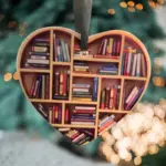 Cute Book Lovers Heart Ornament Bookshelf Decoration tag1