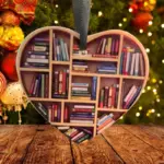 Cute Book Lovers Heart Ornament Bookshelf Decoration tag1
