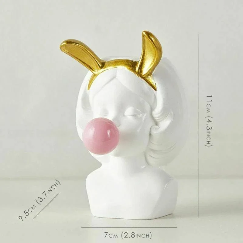 Cute Bubblegum Girl Ceramic Face Vase -