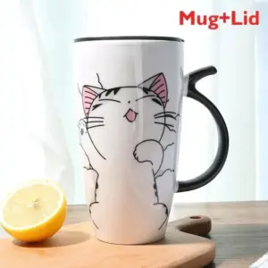 Cute Cat Ceramic Coffee Mug: Large Capacity