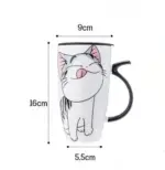Cute Cat Ceramic Coffee Mug Large Capacity